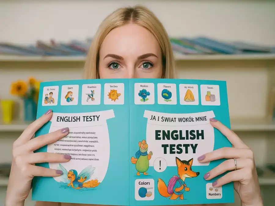 dziewczyna trzyma książkę do nauki angielskiego